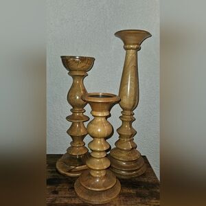Pottery Barn Set Of Wood Candle Pillars